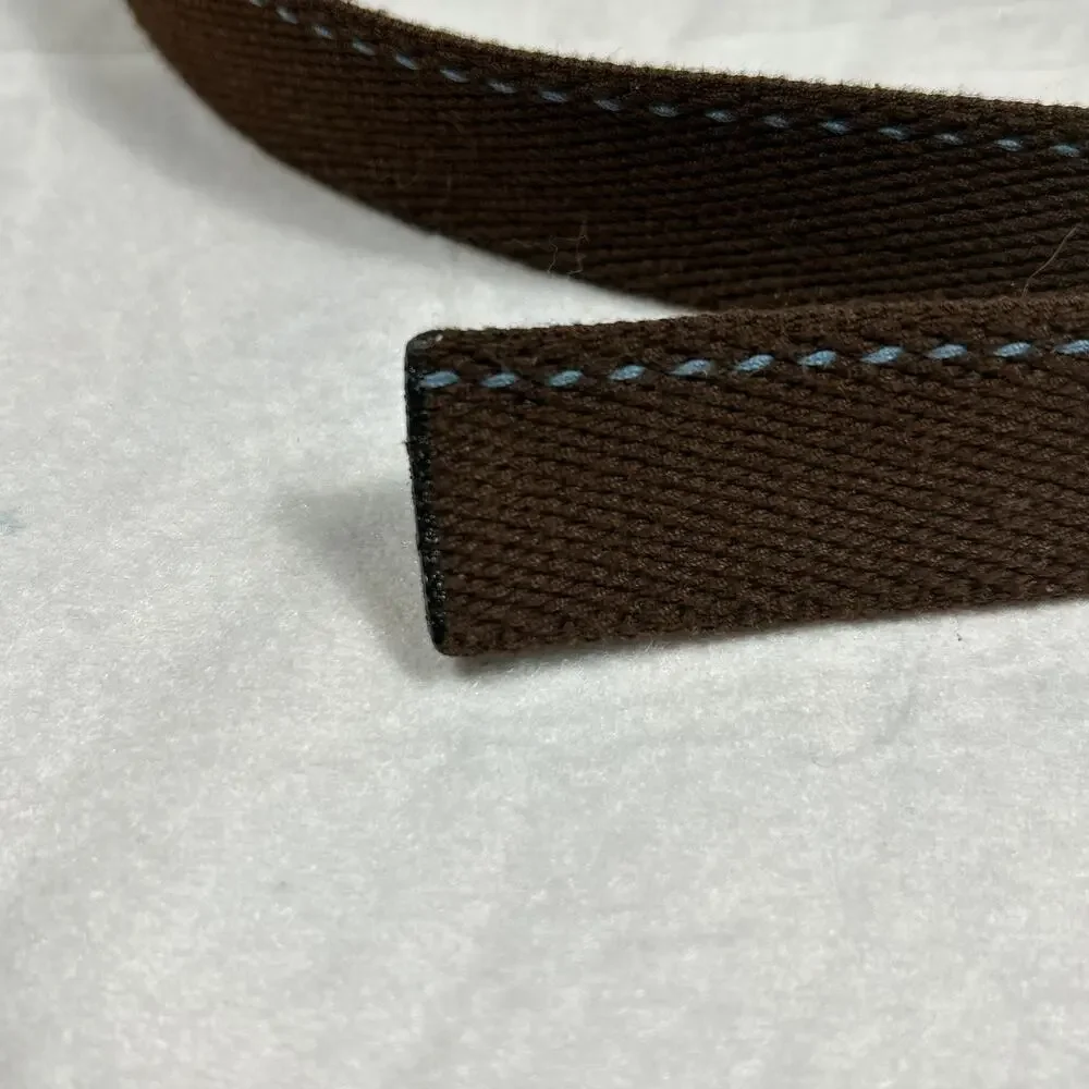 L.L. Bean Men’s Large OHAY7 Webbed Cloth Belt Brown Adjustable Metal Buckle